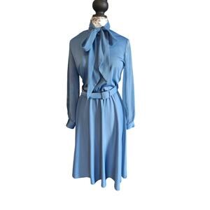 Midi bow Blue Vintage Pin-up 40's dress  sz 14 **read**
